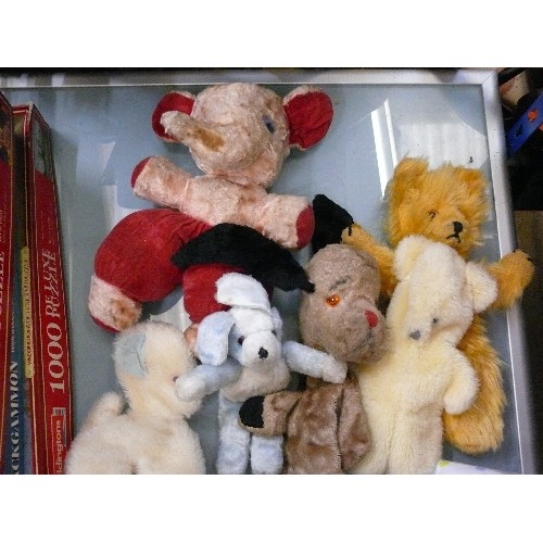 420 - VINTAGE SOFT TOYS INC DEANS RAG BOOK ELEPHANT, SWEEP GLOVE PUPPET ETC