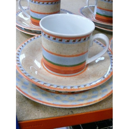 422 - VILLEROY & BOCH SET OF 4 CUPS, SAUCERS & SIDE PLATES