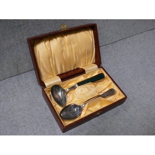 20 - A CHRISTENING SPOON AND ONE OTHER IN BOX SILVER PLATED