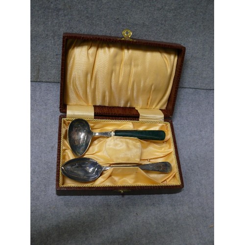 20 - A CHRISTENING SPOON AND ONE OTHER IN BOX SILVER PLATED