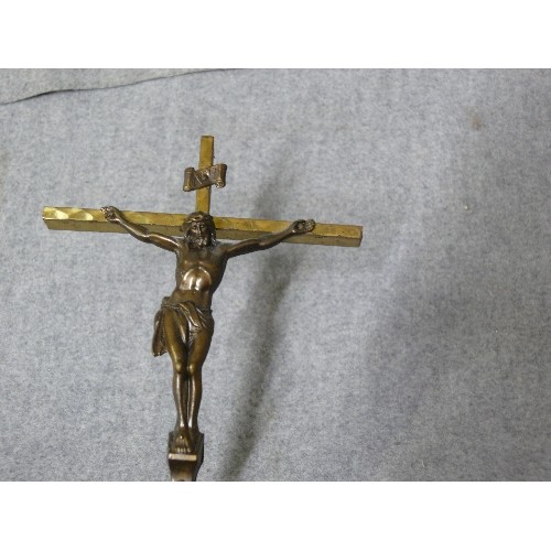 5 - VINTAGE BRASS CRUCIFIX CANDLE HOLDER