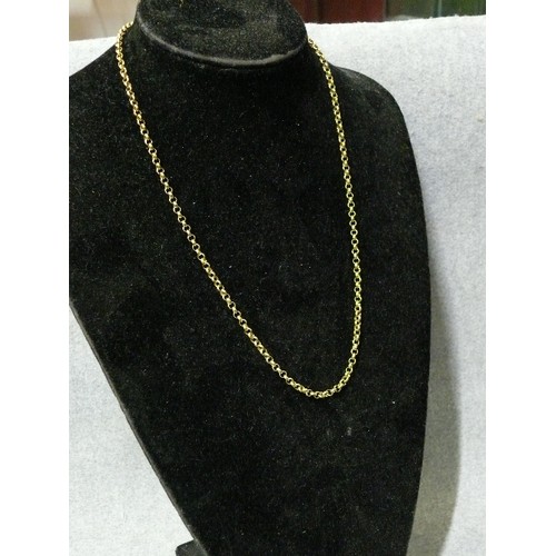 40 - A 9ct GOLD CHAIN WEIGHT 11.50gr 21 INCHES LONG