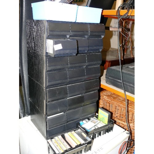 433 - LARGE BANK OF CASSETTE TAPE DRAWERS FULL OF CASSETTE TAPES - ALL CLASSICAL BUT ALSO RECORDINGS OF CH... 