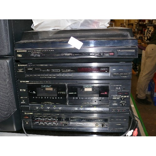 134A - PIONEER HI-FI SYSTEM INCLUDING TURNTABLE, CASSETTE DECK, AMPLIFIER WITH A PAIR OF JVC SPEAKERS