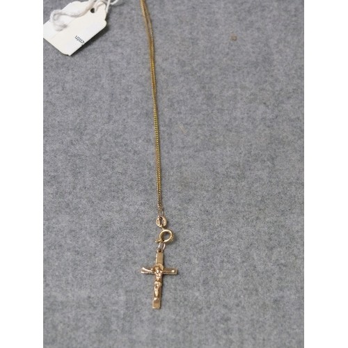 42 - A LOVLEY 9ct GOLD DOUBLE CHAIN BRACELET WITH 14ct CROSS   9CT WEIGHT 1.46gr 14ct 1.00