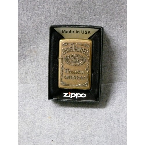 51 - A VINTAGE EARLY ZIPPO JACK DANIEL`S TENNESSEE WHISKEY LIGHTER SOLID BRASS A 07 JAN 2007