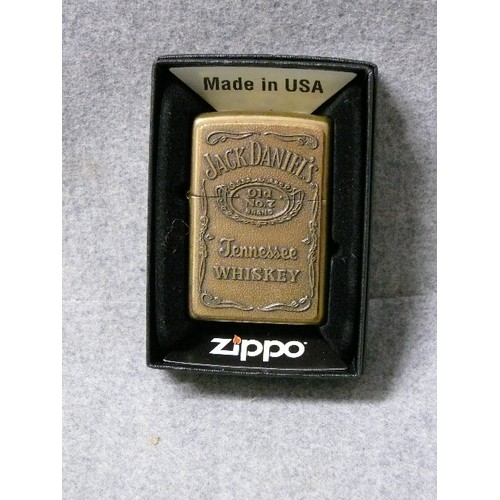 51 - A VINTAGE EARLY ZIPPO JACK DANIEL`S TENNESSEE WHISKEY LIGHTER SOLID BRASS A 07 JAN 2007