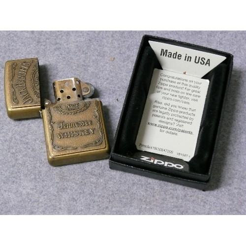 51 - A VINTAGE EARLY ZIPPO JACK DANIEL`S TENNESSEE WHISKEY LIGHTER SOLID BRASS A 07 JAN 2007