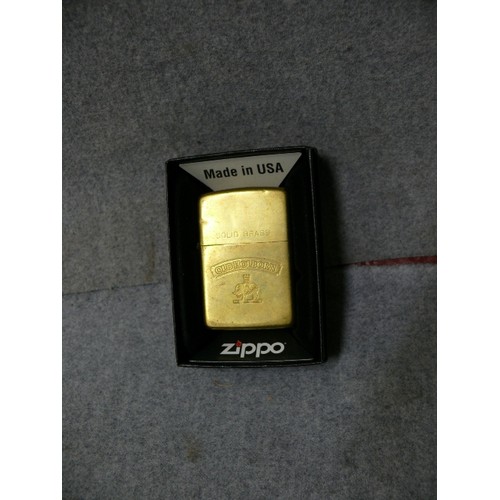 60 - A VINTAGE EARLY ZIPPO LIGHTER SOLID BRASS OLD HOLBAN