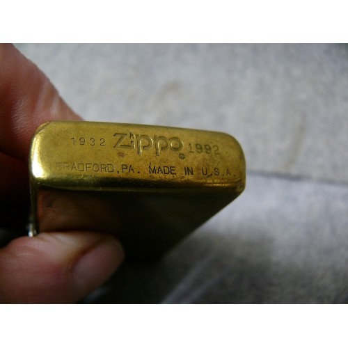 60 - A VINTAGE EARLY ZIPPO LIGHTER SOLID BRASS OLD HOLBAN