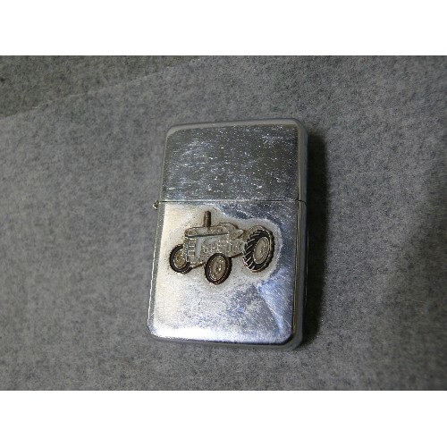 48 - A VINTAGE EARLY ZIPPO STYLE  FARMER`S TRACTOR LGHTER SOLID BRASS MADE BY STAR