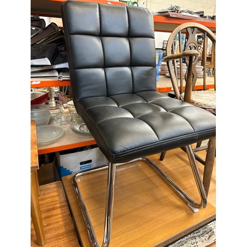 494 - BLACK VINYL UPHOLSTERED CHAIR ON CHROME CANTILEVER FRAME