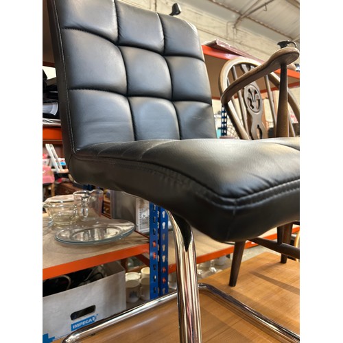 494 - BLACK VINYL UPHOLSTERED CHAIR ON CHROME CANTILEVER FRAME