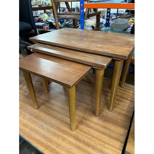 492 - MID CENTURY NEST OF 3 TEAK TABLES - DANISH STYLE