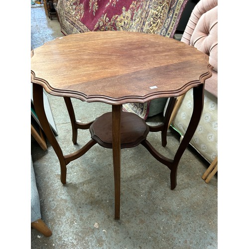 483 - EDWARDIAN MAHOGANY OCCASIONAL TABLE - MISSING SECTIONS OF THE APRON FRAME