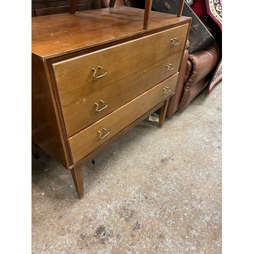 536 - 1950'S CHEST OF 3 DRAWERS ON TAPERED LEGS - SEE DRESSING TABLE 508 MATCHES