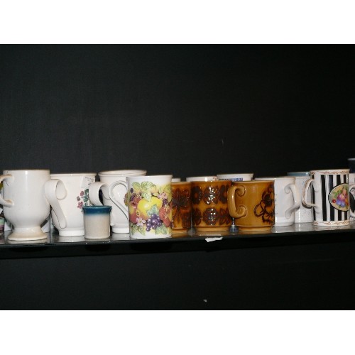 440 - SHELF OF CERAMIC MUGS - OVER 20 IN TOTAL - INCLUDES PORTMEIRION