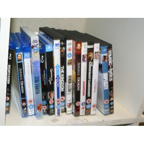 444 - 4 CUBES OF DVDS - ACTION / DRAMA / MUSICALS/ COMEDY - SKYFALL, ANGELS & DEMONS, DR NO, THUNDERBALL, ... 