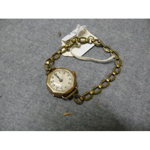 27 - A VINTAGE 9ct GOLD WATCH 15 JEWELS BY PIONEER