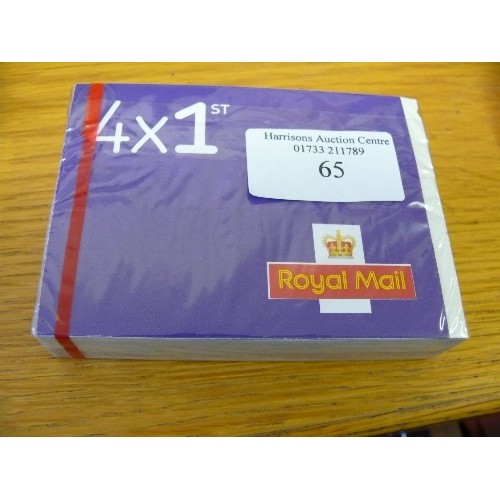 65 - SEALED PACK OF 50 BOOKS OF 4 X 1ST CLASS STAMPS (200 IN TOTAL). RETAIL £270 GUARANTEED GENUINE