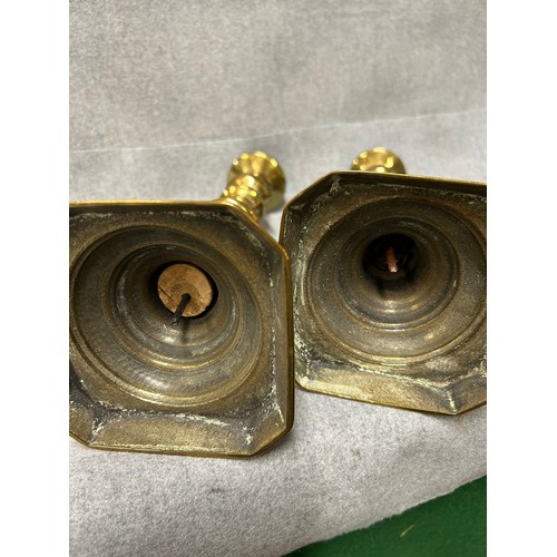 53 - A GOOD PAIR OF LARGE VICTORIAN BRASS CANDLESTICKS 30CM