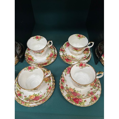 218 - A complete 12 serving Royal Albert Old Country Roses tea service comprising teapot, 2 x milk, 2 x su... 