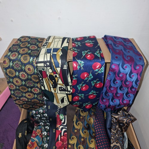 127 - A NICE SELECTION OF 65 NECKTIES, MANY OF THEM SILK