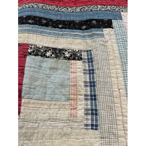 331 - Traditional Irish quilt, late 19th or early 20th Century in traditional cotton & linen printed fabri... 