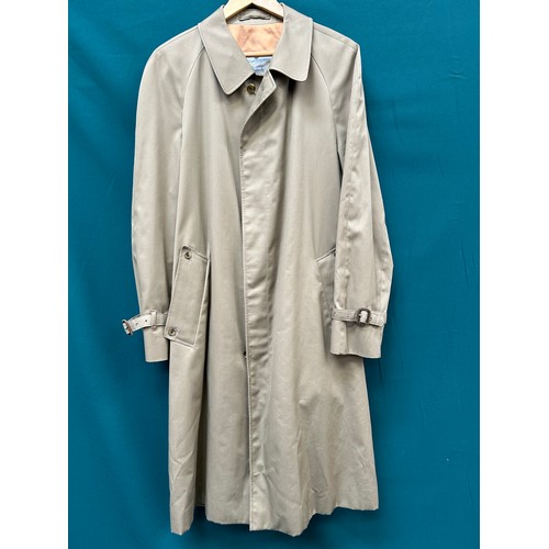 340 - A very good quality classic gents aqua 5  trench coat by Aquascutum for  Harrods, with a Harrods 100... 