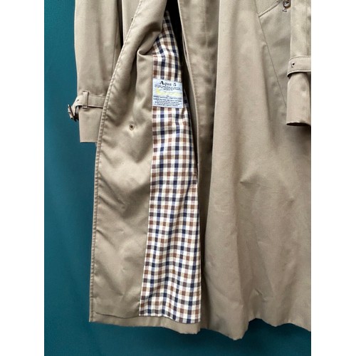 340 - A very good quality classic gents aqua 5  trench coat by Aquascutum for  Harrods, with a Harrods 100... 