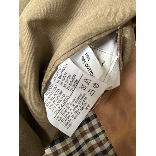 340 - A very good quality classic gents aqua 5  trench coat by Aquascutum for  Harrods, with a Harrods 100... 