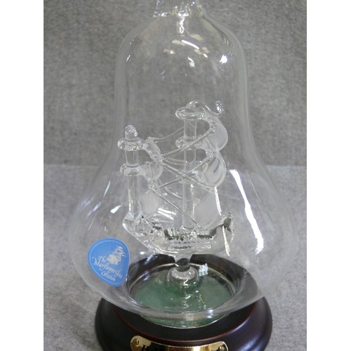 90 - A MODEL OF HMS VICTORY IN AN UNUSUAL BELL SHAPED BOTTLE