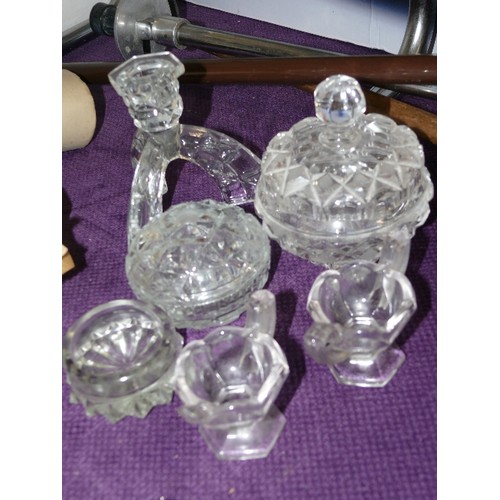 154 - A SELECTION OF CUT GLASS DRESSING TABLE ITEMS