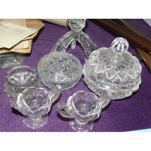 154 - A SELECTION OF CUT GLASS DRESSING TABLE ITEMS