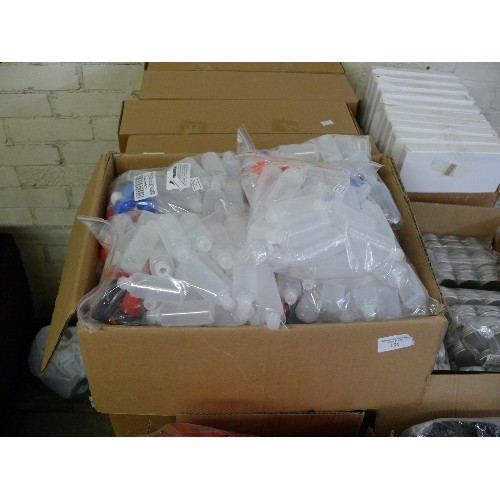 190 - A LARGE BOX OF NEW MINIATURE PLASTIC BOTTLES