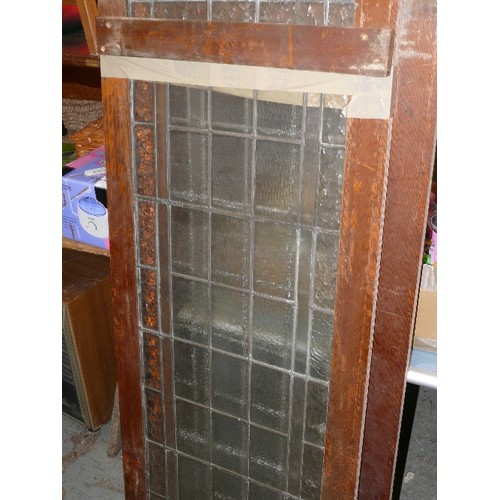 287 - 2 LEADED LIGHT GLASS PANELS 1400MM X 470MM