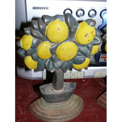 295 - 3 FRUIT TREE CAST IRON DOORSTOPS