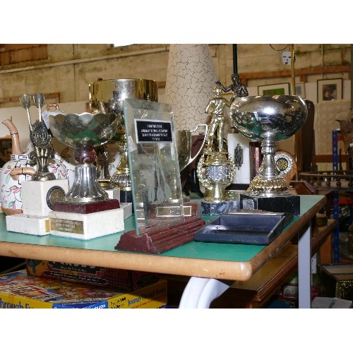 330 - A SELECTION OF VARIOUS DARTS TROPHIES