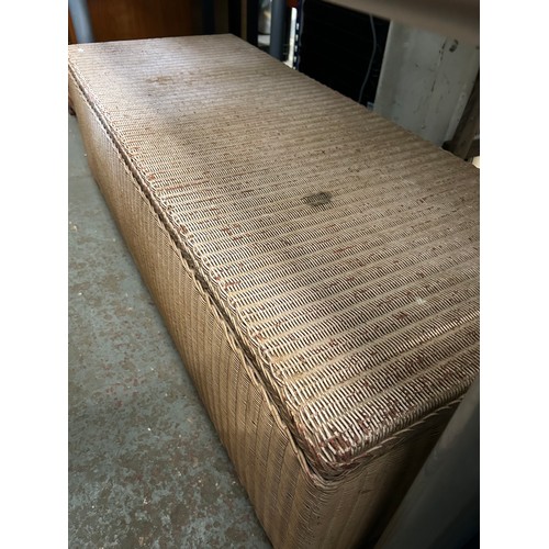 491 - UNUSUALLY LARGE VINTAGE LLOYD LOOM OTTOMAN BOX - 128CM LONG