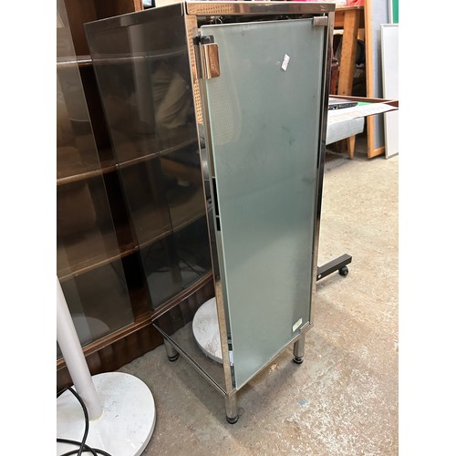 526 - STAINLESS STEEL CABINET WITH GLASS DOOR