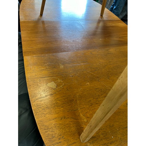 528 - LATE 20TH CENTURY TEAK DINING TABLE WITH LEAF - TOTAL LENGTH WITH LEAF 200CM X 107CM