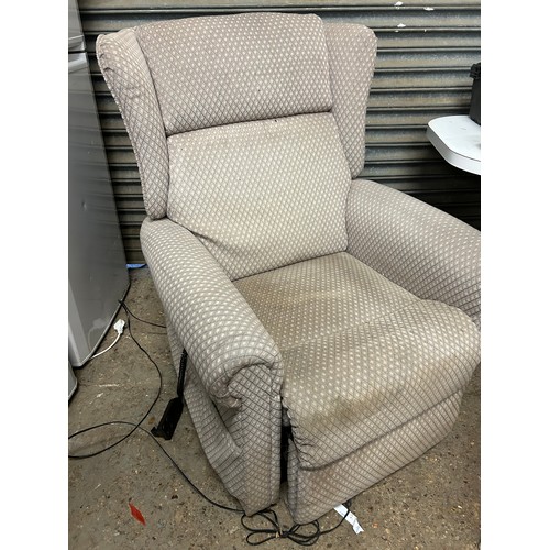 547 - ELECTRIC RECLINER ARMCHAIR IN FAWN FABRIC IN DIAMOND PATTERN - UNTESTED