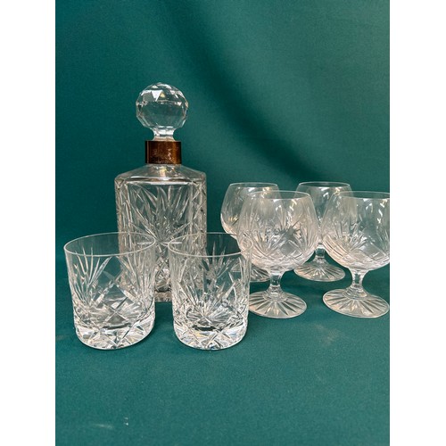 225 - A selection of quality crystal cut glass including a spirit decanter with silver collar Birm 1972 wi... 