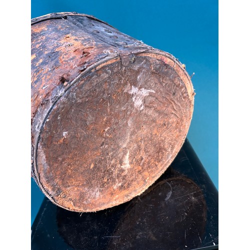 422 - An unusual leather covered bucket with tin liner, probably early 19th Century - the shape of the top... 