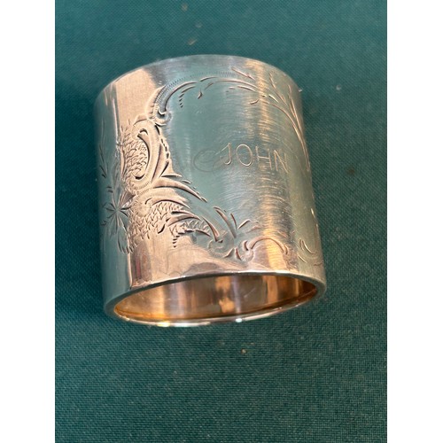 56 - Sterling silver napkin ring engraved 