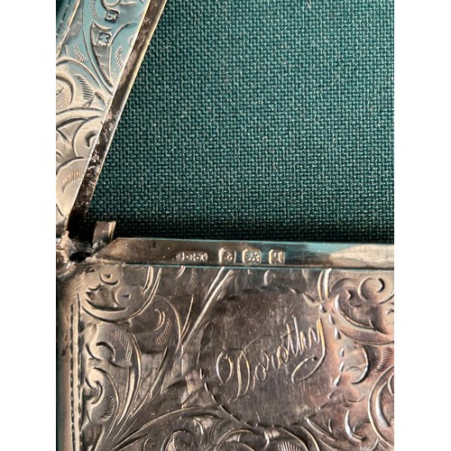 57 - Sterling silver curved vesta case with inscribed cartouche, Birm 1915, Charles Edwin Turner