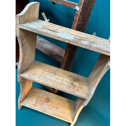 437 - Two Antique Pine sets of shelves one in natural wood, the other stained