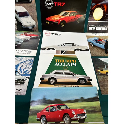 254 - Automobilia Ephemera: Triumph 10 X Car Brochures for TR5/PI 1968, Spitfire Mark 3 1967, TR7 1978, TR... 