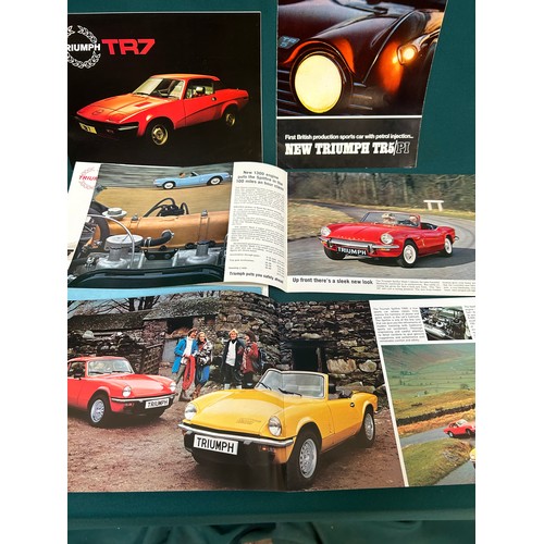 254 - Automobilia Ephemera: Triumph 10 X Car Brochures for TR5/PI 1968, Spitfire Mark 3 1967, TR7 1978, TR... 