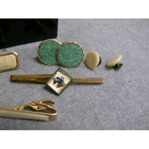 9 - A BOX WITH A LADIES POCKET WATCH AND SEVERAL CUFF LINKS